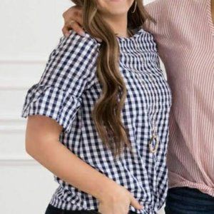 Navy Gingham Top